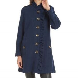 PATTY KIM Navy Blue Ruffle Cardigan